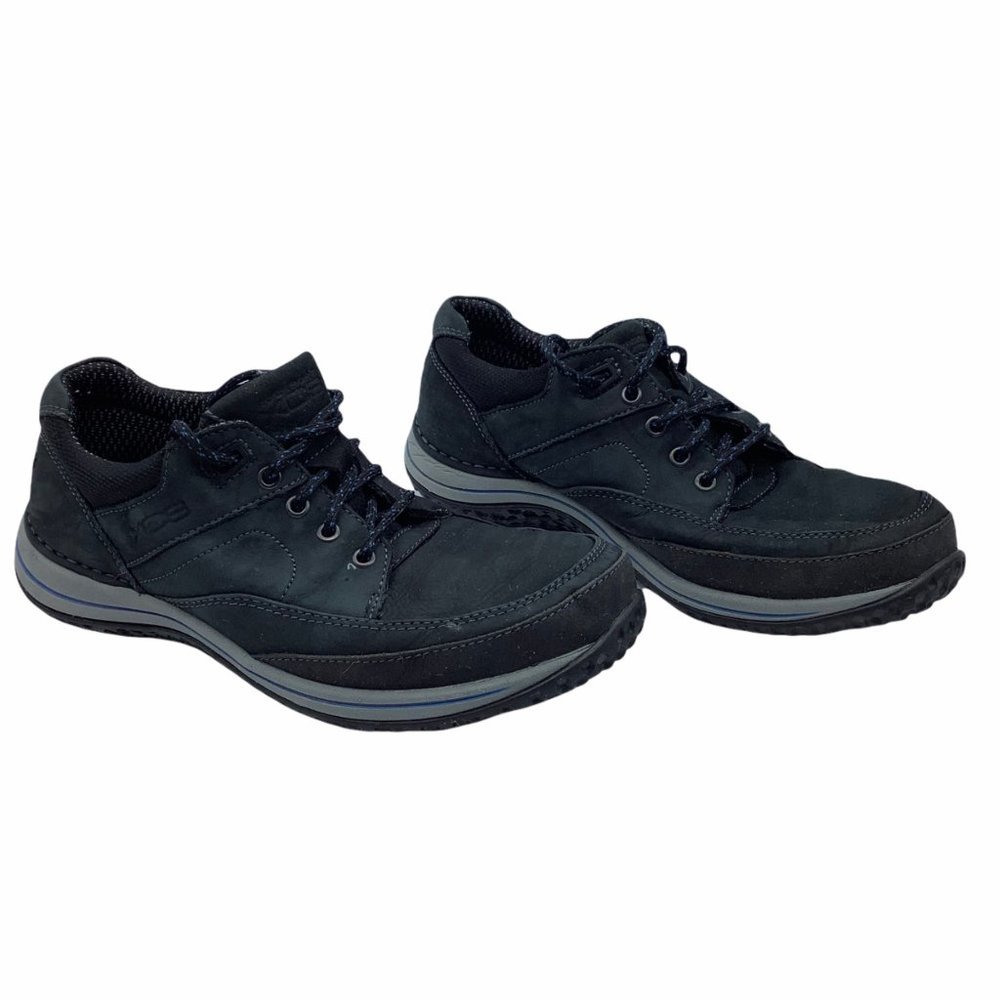 Rockport Leather Walking Hiking Shoes Men 7.5 Black Blue Comfort XCS M79239